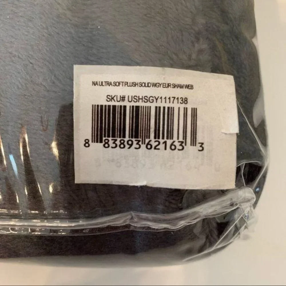 Nautica Ultra Soft Plush European Pillow Sham Grey